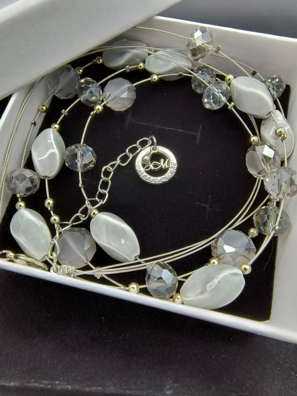 ACM Layered Floating Bead Necklace – Smoky & Stone Mix